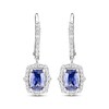 Thumbnail Image 2 of Emerald-Cut Blue Lab-Created Sapphire & White Lab-Created Sapphire Drop Earrings Sterling Silver