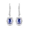 Thumbnail Image 1 of Emerald-Cut Blue Lab-Created Sapphire & White Lab-Created Sapphire Drop Earrings Sterling Silver