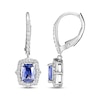 Thumbnail Image 3 of Emerald-Cut Blue Lab-Created Sapphire & White Lab-Created Sapphire Drop Earrings Sterling Silver