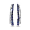 Thumbnail Image 2 of Blue & White Lab-Created Sapphire Double Row J-Hoop Earrings Sterling Silver