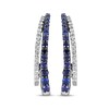 Thumbnail Image 1 of Blue & White Lab-Created Sapphire Double Row J-Hoop Earrings Sterling Silver