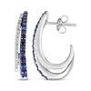 Thumbnail Image 3 of Blue & White Lab-Created Sapphire Double Row J-Hoop Earrings Sterling Silver
