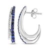 Thumbnail Image 2 of Blue & White Lab-Created Sapphire Double Row J-Hoop Earrings Sterling Silver