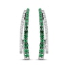 Thumbnail Image 2 of Lab-Created Emerald & White Lab-Created Sapphire Two-Row J-Hoop Earrings Sterling Silver