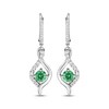 Thumbnail Image 2 of Lab-Created Emerald & White Lab-Created Sapphire Drop Earrings Sterling Silver
