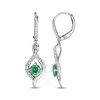 Thumbnail Image 3 of Lab-Created Emerald & White Lab-Created Sapphire Drop Earrings Sterling Silver