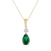 Thumbnail Image 1 of Pear-Shaped Lab-Created Emerald & Diamond Accent Necklace 10K Yellow Gold 18"
