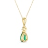 Thumbnail Image 3 of Pear-Shaped Lab-Created Emerald & Diamond Accent Necklace 10K Yellow Gold 18"