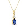 Thumbnail Image 2 of Pear-Shaped Blue Lab-Created Sapphire & Diamond Accent Necklace 10K Yellow Gold 18"