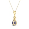 Thumbnail Image 3 of Pear-Shaped Blue Lab-Created Sapphire & Diamond Accent Necklace 10K Yellow Gold 18"