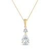 Thumbnail Image 1 of Pear-Shaped White Lab-Created Sapphire & Diamond Accent Necklace 10K Yellow Gold 18"