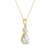Thumbnail Image 2 of Pear-Shaped White Lab-Created Sapphire & Diamond Accent Necklace 10K Yellow Gold 18"
