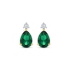 Thumbnail Image 2 of Pear-Shaped Lab-Created Emerald & Diamond Accent Earrings 10K Yellow Gold