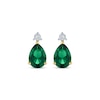 Thumbnail Image 1 of Pear-Shaped Lab-Created Emerald & Diamond Accent Earrings 10K Yellow Gold