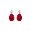 Thumbnail Image 2 of Pear-Shaped Lab-Created Ruby & Diamond Accent Earrings 10K Yellow Gold