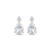 Thumbnail Image 2 of Pear-Shaped White Lab-Created Sapphire & Diamond Accent Earrings 10K Yellow Gold