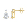 Thumbnail Image 3 of Pear-Shaped White Lab-Created Sapphire & Diamond Accent Earrings 10K Yellow Gold