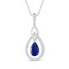 Thumbnail Image 0 of Pear-Shaped Blue Lab-Created Sapphire & White Lab-Created Sapphire Teardrop Frame Necklace Sterling Silver 18"