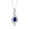 Thumbnail Image 1 of Pear-Shaped Blue Lab-Created Sapphire & White Lab-Created Sapphire Swirl Necklace Sterling Silver 18"