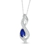 Thumbnail Image 2 of Pear-Shaped Blue Lab-Created Sapphire & White Lab-Created Sapphire Swirl Necklace Sterling Silver 18"