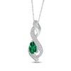 Thumbnail Image 2 of Pear-Shaped Lab-Created Emerald & White Lab-Created Sapphire Swirl Necklace Sterling Silver 18"