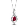 Thumbnail Image 0 of Pear-Shaped Lab-Created Ruby & White Lab-Created Sapphire Swirl Necklace Sterling Silver 18"