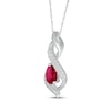 Thumbnail Image 1 of Pear-Shaped Lab-Created Ruby & White Lab-Created Sapphire Swirl Necklace Sterling Silver 18"