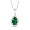 Thumbnail Image 1 of Pear-Shaped Lab-Created Emerald Rope Frame Necklace Sterling Silver 18"