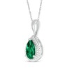 Thumbnail Image 2 of Pear-Shaped Lab-Created Emerald Rope Frame Necklace Sterling Silver 18"