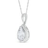 Thumbnail Image 2 of Pear-Shaped White Lab-Created Sapphire Rope Frame Necklace Sterling Silver 18&quot;