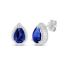 Thumbnail Image 1 of Pear-Shaped Blue Lab-Created Sapphire Rope Frame Stud Earrings Sterling Silver