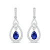 Thumbnail Image 2 of Pear-Shaped Blue Lab-Created Sapphire & White Lab-Created Sapphire Teardrop Frame Dangle Earrings Sterling Silver