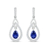 Thumbnail Image 1 of Pear-Shaped Blue Lab-Created Sapphire & White Lab-Created Sapphire Teardrop Frame Dangle Earrings Sterling Silver