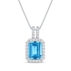 Thumbnail Image 1 of Swiss Blue Topaz & White Lab-Created Sapphire Necklace Sterling Silver 18"