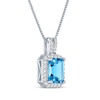 Thumbnail Image 2 of Swiss Blue Topaz & White Lab-Created Sapphire Necklace Sterling Silver 18"