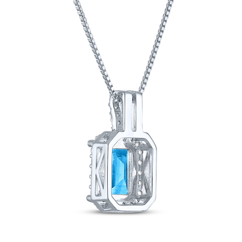 Main Image 3 of Swiss Blue Topaz & White Lab-Created Sapphire Necklace Sterling Silver 18"