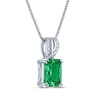 Thumbnail Image 2 of Emerald-Cut Lab-Created Emerald & Diamond Accent Necklace Sterling Silver 18"