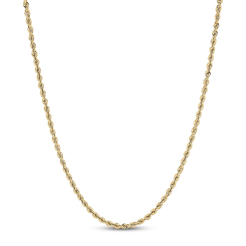 Main Image 1 of Rope Chain Necklace Semi-Solid 14K Yellow Gold 18