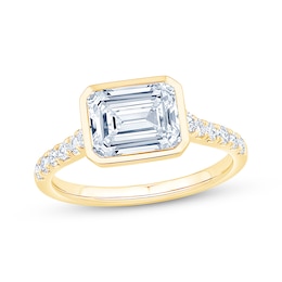 Lab-Grown Diamonds East West Emerald-Cut Bezel-Set Engagement Ring 2-3/8 ct tw 14K Yellow Gold