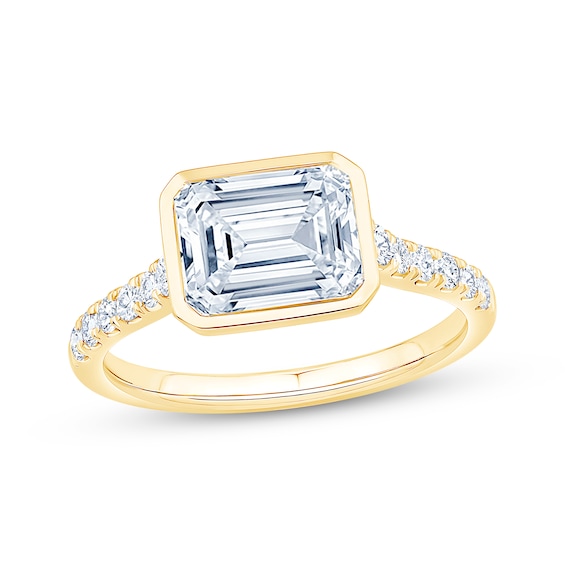 Lab-Grown Diamonds East West Emerald-Cut Bezel-Set Engagement Ring 2-3/8 ct tw 14K Yellow Gold