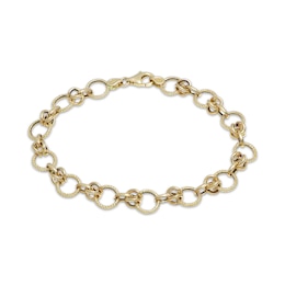 Byzantine Chain Link Bracelet Solid 10K Yellow Gold 7.5"
