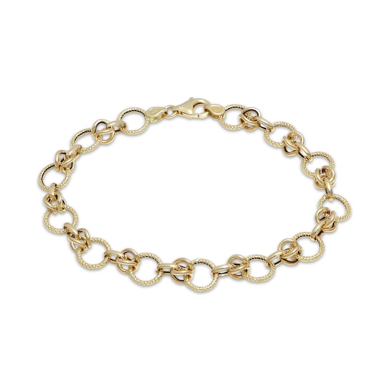 Byzantine Chain Link Bracelet Solid 10K Yellow Gold 7.5"