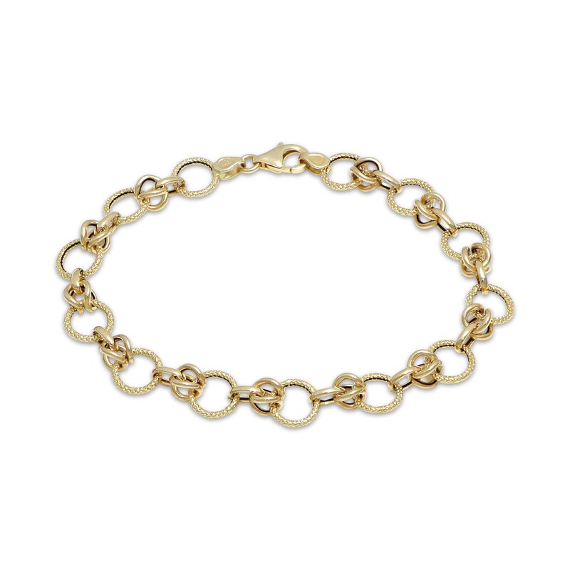 Main Image 1 of Byzantine Chain Link Bracelet Solid 10K Yellow Gold 7.5"