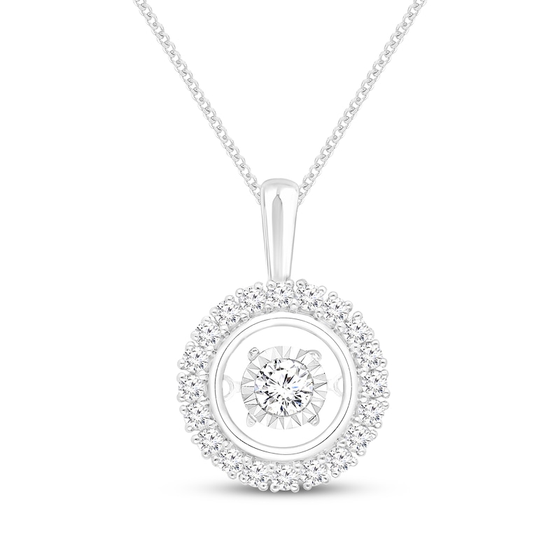Main Image 1 of Unstoppable Love Diamond Halo Necklace 5/8 ct tw 10K White Gold 19"