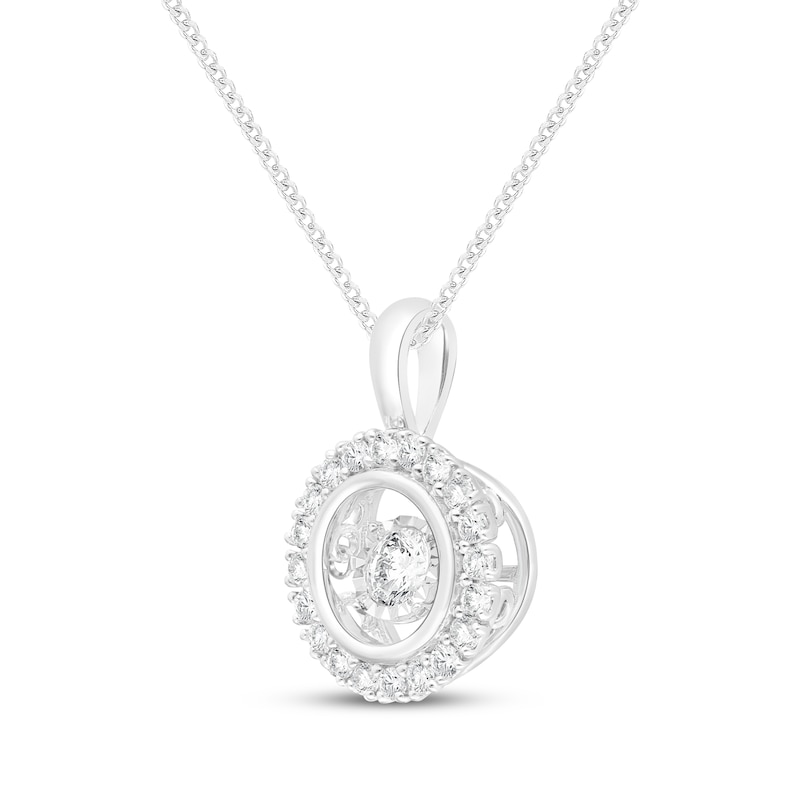 Main Image 2 of Unstoppable Love Diamond Halo Necklace 5/8 ct tw 10K White Gold 19"