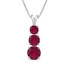 Thumbnail Image 1 of Lab-Created Ruby Graduated Three-Stone Necklace Sterling Silver 18"