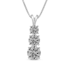 Thumbnail Image 1 of White Lab-Created Sapphire Graduated Three-Stone Necklace Sterling Silver 18"