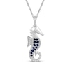Thumbnail Image 1 of Blue & White Lab-Created Sapphire Seahorse Necklace Sterling Silver 18"