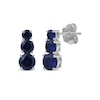 Thumbnail Image 1 of Blue Lab-Created Sapphire Graduated Three-Stone Earrings Sterling Silver