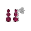 Thumbnail Image 1 of Lab-Created Ruby Graduated Three-Stone Earrings Sterling Silver